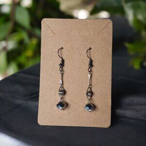 Handmade Silver Tone Dangle Earrings with Faceted Beads and hook Backs for Women